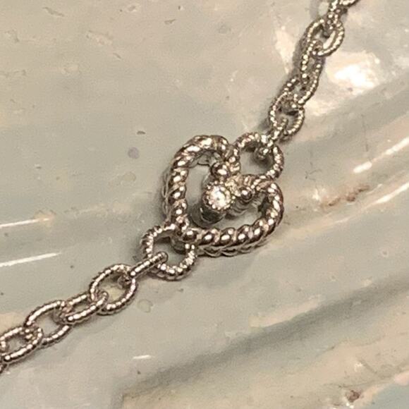 Judith Ripka Necklace Sterling Silver and CZ Heart Station Necklace 16 Inches - Picture 5 of 8